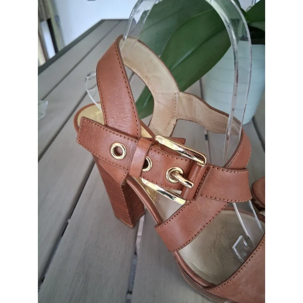 Michael by Michael Kors Calder Platform Sandals Heels, Brown, Size 9 SB6